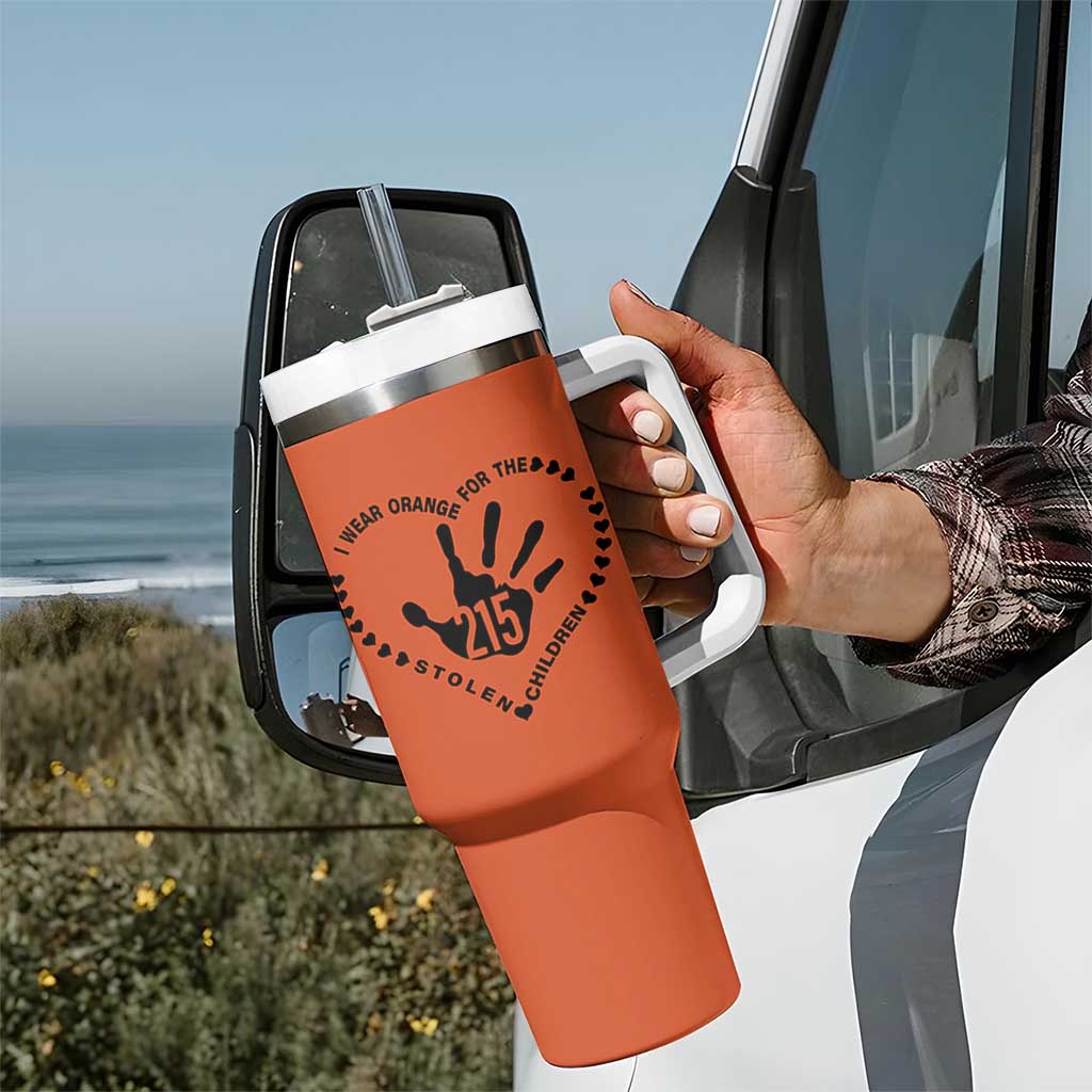 Orange Shirt Day Tumbler With Handle I Wear Orange For The Stolen Children 215 Memorial Tribute - Wonder Print Shop