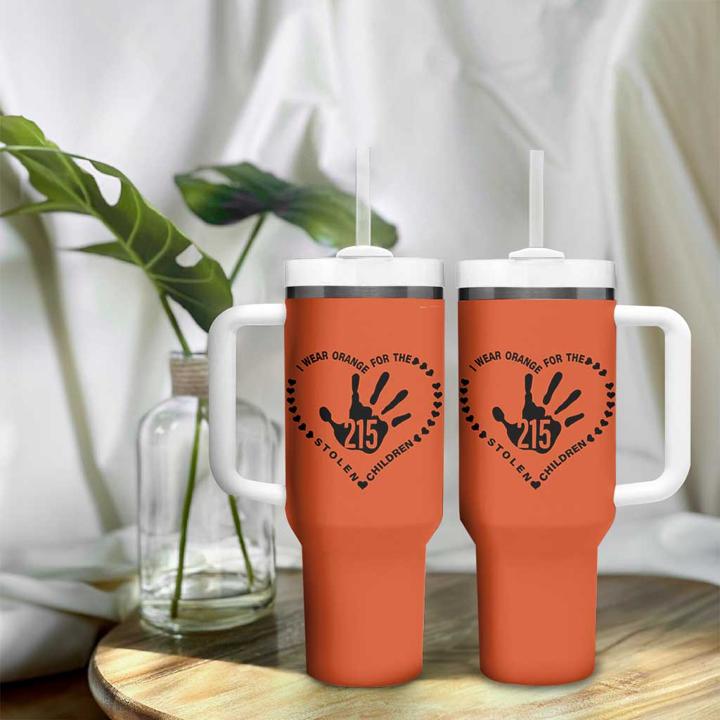Orange Shirt Day Tumbler With Handle I Wear Orange For The Stolen Children 215 Memorial Tribute - Wonder Print Shop