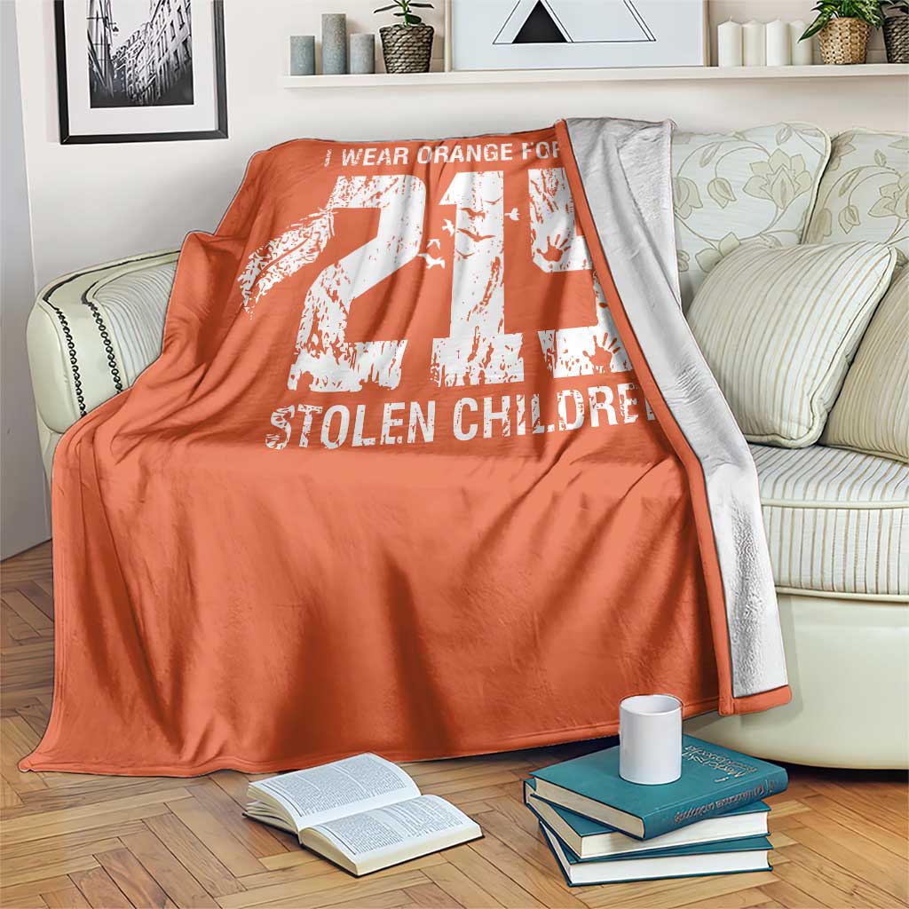 I Wear Orange For The 215 Stolen Children Throw Blanket Orange Shirt Day 215 Memorial Awareness - Wonder Print Shop