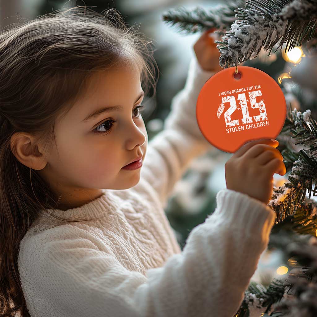 I Wear Orange For The 215 Stolen Children Christmas Ceramic Ornament Orange Shirt Day 215 Memorial Awareness - Wonder Print Shop