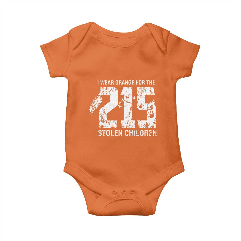 I Wear Orange For The 215 Stolen Children Baby Onesie Orange Shirt Day 215 Memorial Awareness - Wonder Print Shop