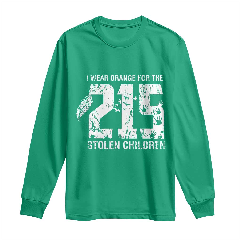 I Wear Orange For The 215 Stolen Children Long Sleeve Shirt Orange Shirt Day 215 Memorial Awareness - Wonder Print Shop