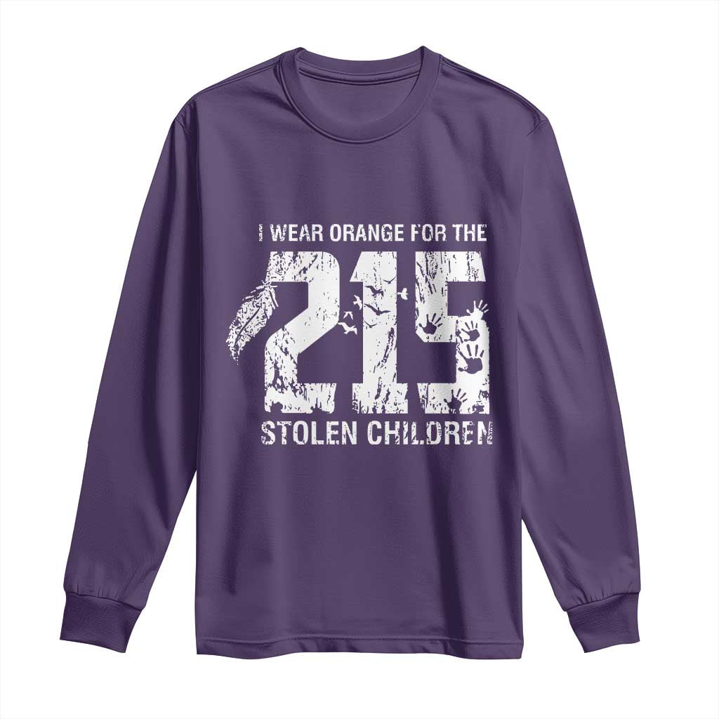 I Wear Orange For The 215 Stolen Children Long Sleeve Shirt Orange Shirt Day 215 Memorial Awareness - Wonder Print Shop