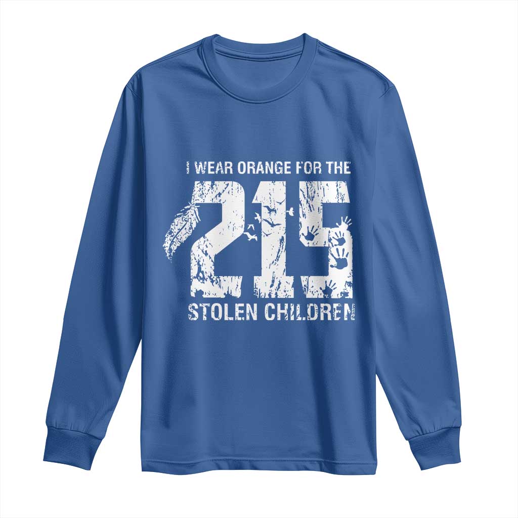 I Wear Orange For The 215 Stolen Children Long Sleeve Shirt Orange Shirt Day 215 Memorial Awareness - Wonder Print Shop