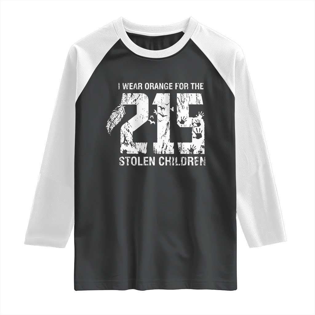 I Wear Orange For The 215 Stolen Children Raglan Shirt Orange Shirt Day 215 Memorial Awareness - Wonder Print Shop