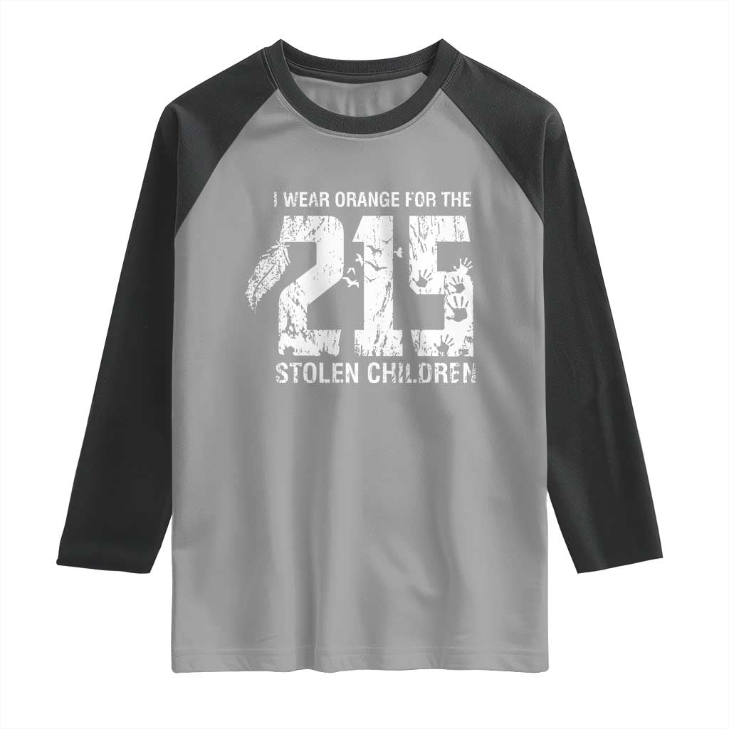 I Wear Orange For The 215 Stolen Children Raglan Shirt Orange Shirt Day 215 Memorial Awareness - Wonder Print Shop