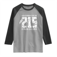 I Wear Orange For The 215 Stolen Children Raglan Shirt Orange Shirt Day 215 Memorial Awareness - Wonder Print Shop