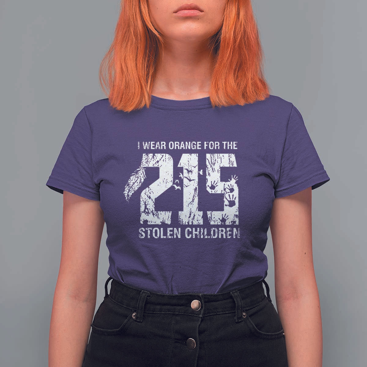 I Wear Orange For The 215 Stolen Children T Shirt For Women Orange Shirt Day 215 Memorial Awareness - Wonder Print Shop