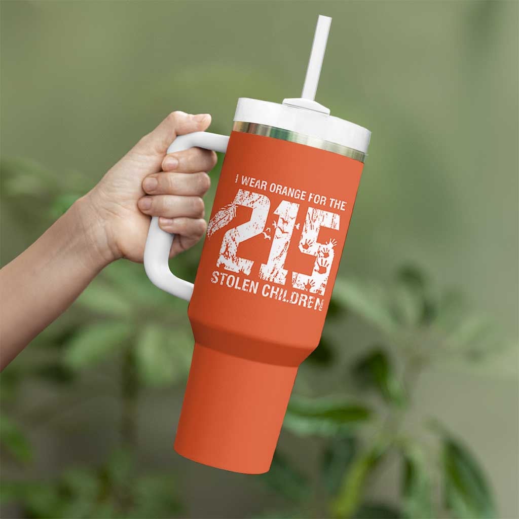 I Wear Orange For The 215 Stolen Children Tumbler With Handle Orange Shirt Day 215 Memorial Awareness - Wonder Print Shop