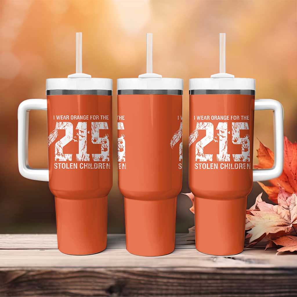 I Wear Orange For The 215 Stolen Children Tumbler With Handle Orange Shirt Day 215 Memorial Awareness - Wonder Print Shop