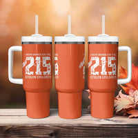 I Wear Orange For The 215 Stolen Children Tumbler With Handle Orange Shirt Day 215 Memorial Awareness - Wonder Print Shop