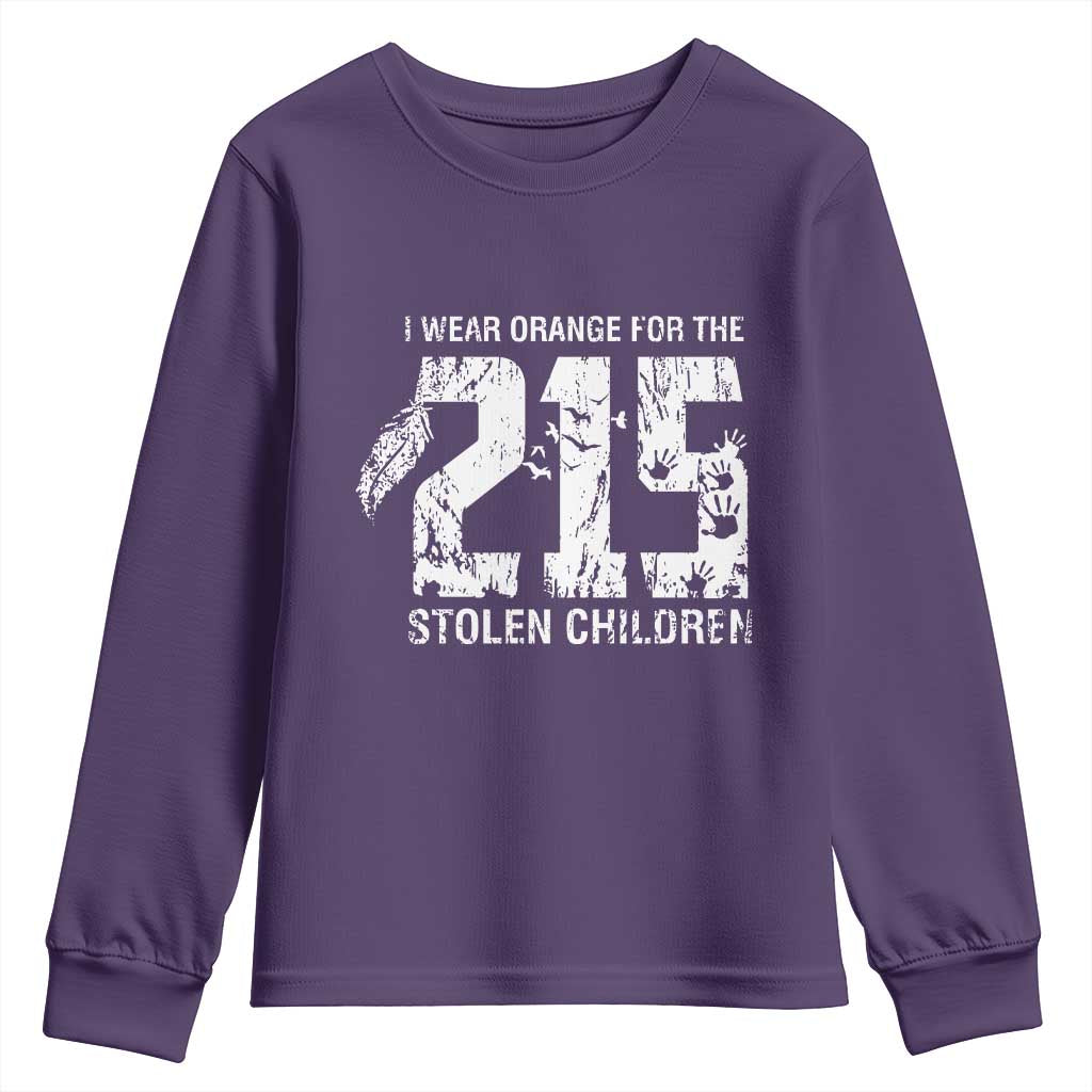 I Wear Orange For The 215 Stolen Children Youth Sweatshirt Orange Shirt Day 215 Memorial Awareness - Wonder Print Shop