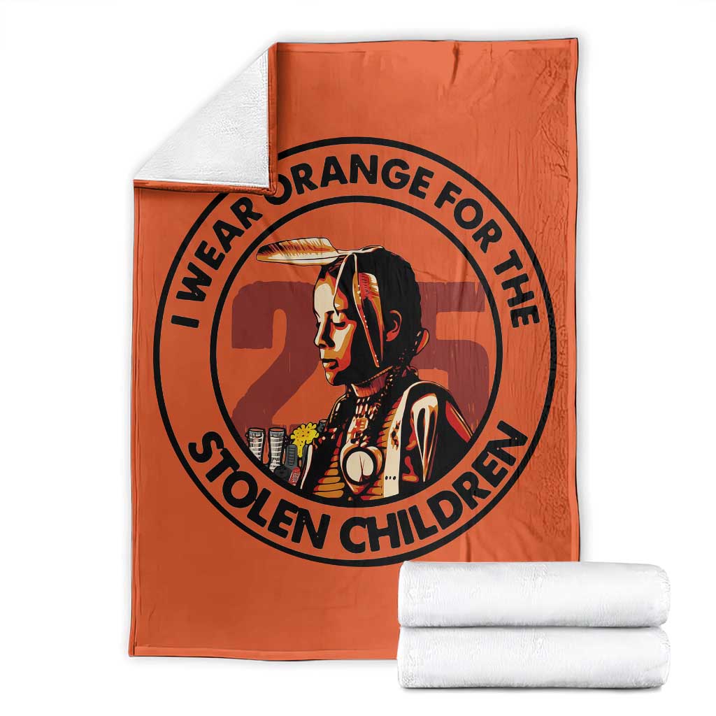 I Wear Orange For The 215 Stolen Children Throw Blanket Indigenous Girl Orange Shirt Day - Wonder Print Shop