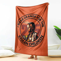 I Wear Orange For The 215 Stolen Children Throw Blanket Indigenous Girl Orange Shirt Day - Wonder Print Shop