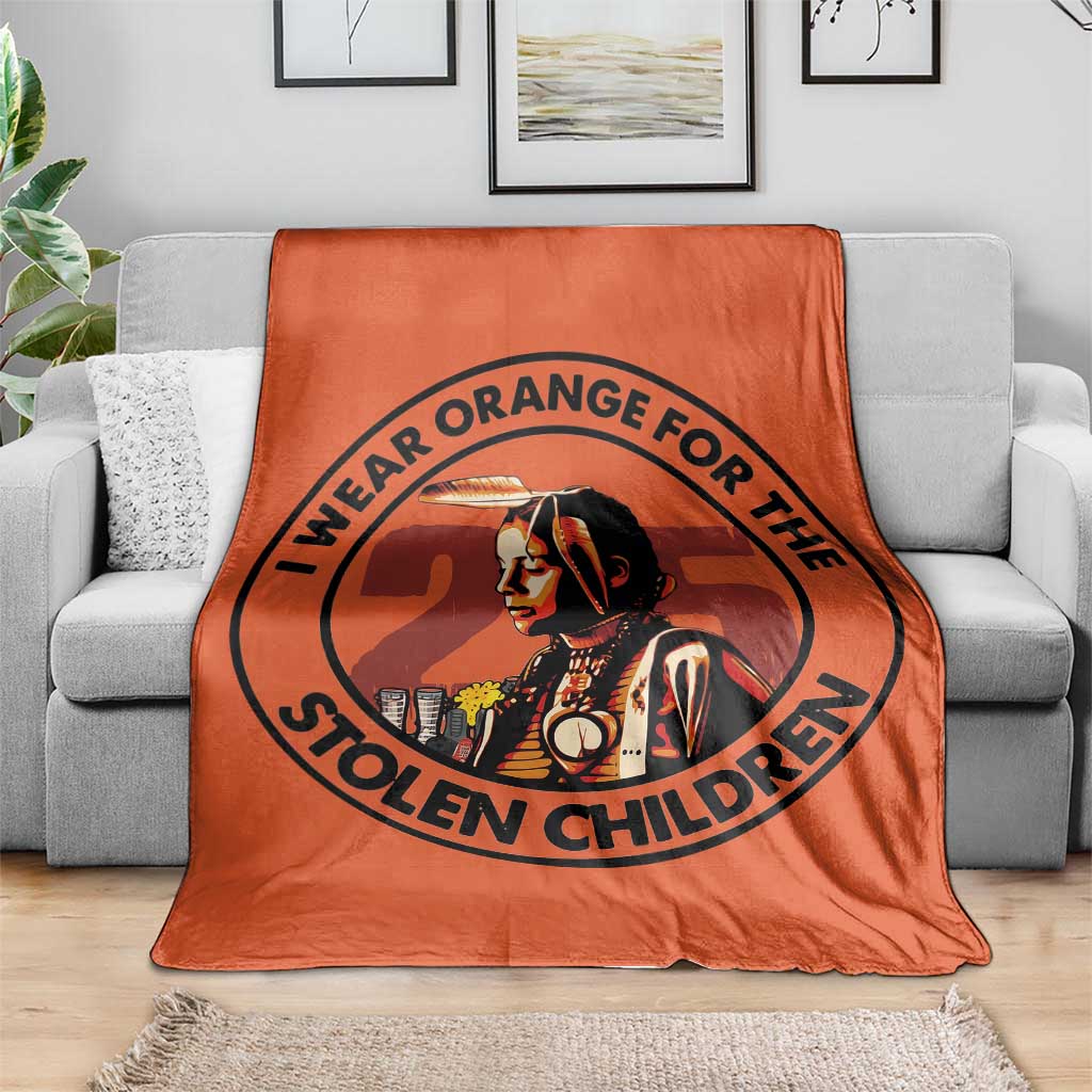 I Wear Orange For The 215 Stolen Children Throw Blanket Indigenous Girl Orange Shirt Day - Wonder Print Shop