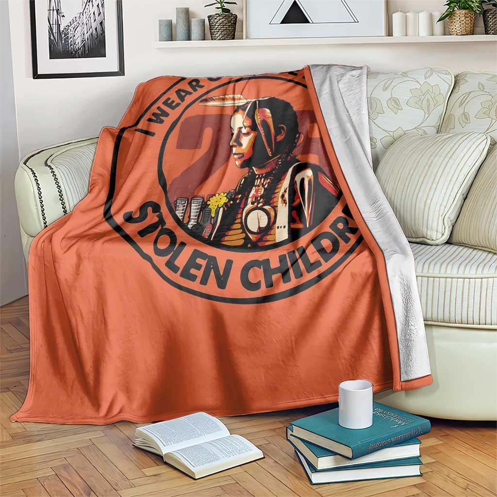 I Wear Orange For The 215 Stolen Children Throw Blanket Indigenous Girl Orange Shirt Day - Wonder Print Shop
