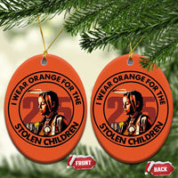 I Wear Orange For The 215 Stolen Children Christmas Ceramic Ornament Indigenous Girl Orange Shirt Day - Wonder Print Shop