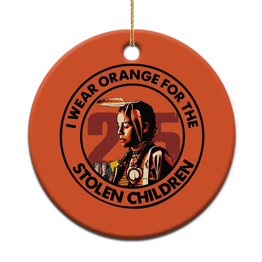 I Wear Orange For The 215 Stolen Children Christmas Ceramic Ornament Indigenous Girl Orange Shirt Day - Wonder Print Shop