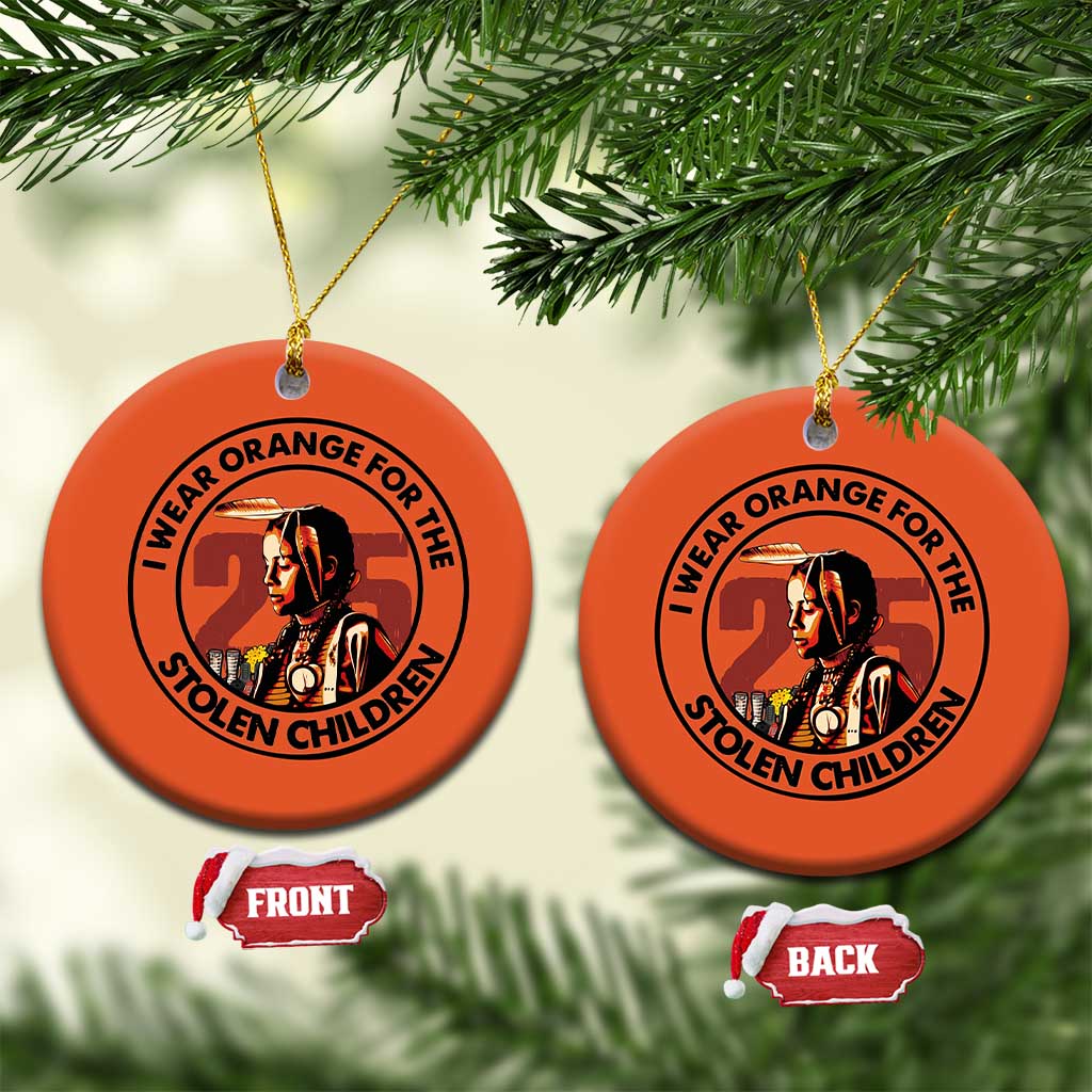I Wear Orange For The 215 Stolen Children Christmas Ceramic Ornament Indigenous Girl Orange Shirt Day - Wonder Print Shop