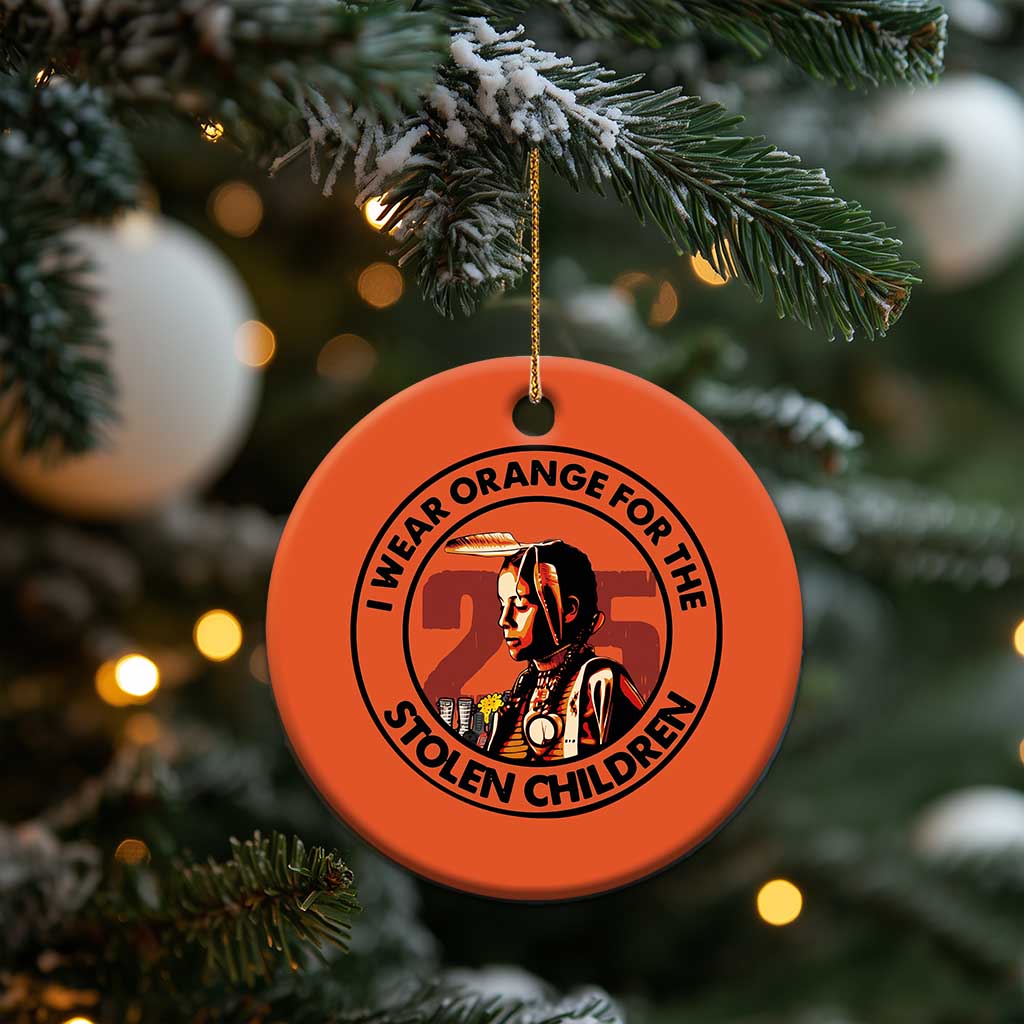 I Wear Orange For The 215 Stolen Children Christmas Ceramic Ornament Indigenous Girl Orange Shirt Day - Wonder Print Shop
