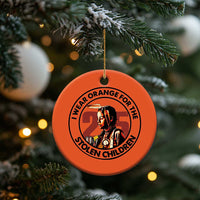 I Wear Orange For The 215 Stolen Children Christmas Ceramic Ornament Indigenous Girl Orange Shirt Day - Wonder Print Shop