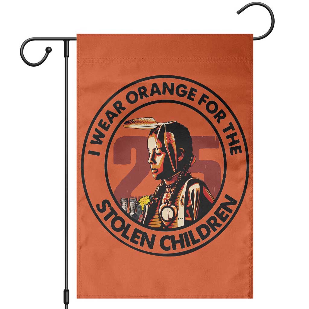 I Wear Orange For The 215 Stolen Children Garden Flag Indigenous Girl Orange Shirt Day - Wonder Print Shop