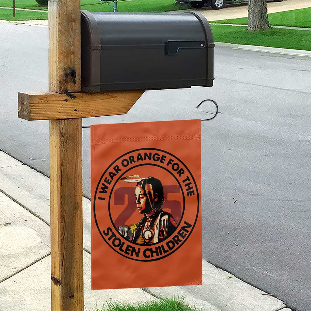 I Wear Orange For The 215 Stolen Children Garden Flag Indigenous Girl Orange Shirt Day - Wonder Print Shop