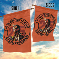 I Wear Orange For The 215 Stolen Children Garden Flag Indigenous Girl Orange Shirt Day - Wonder Print Shop