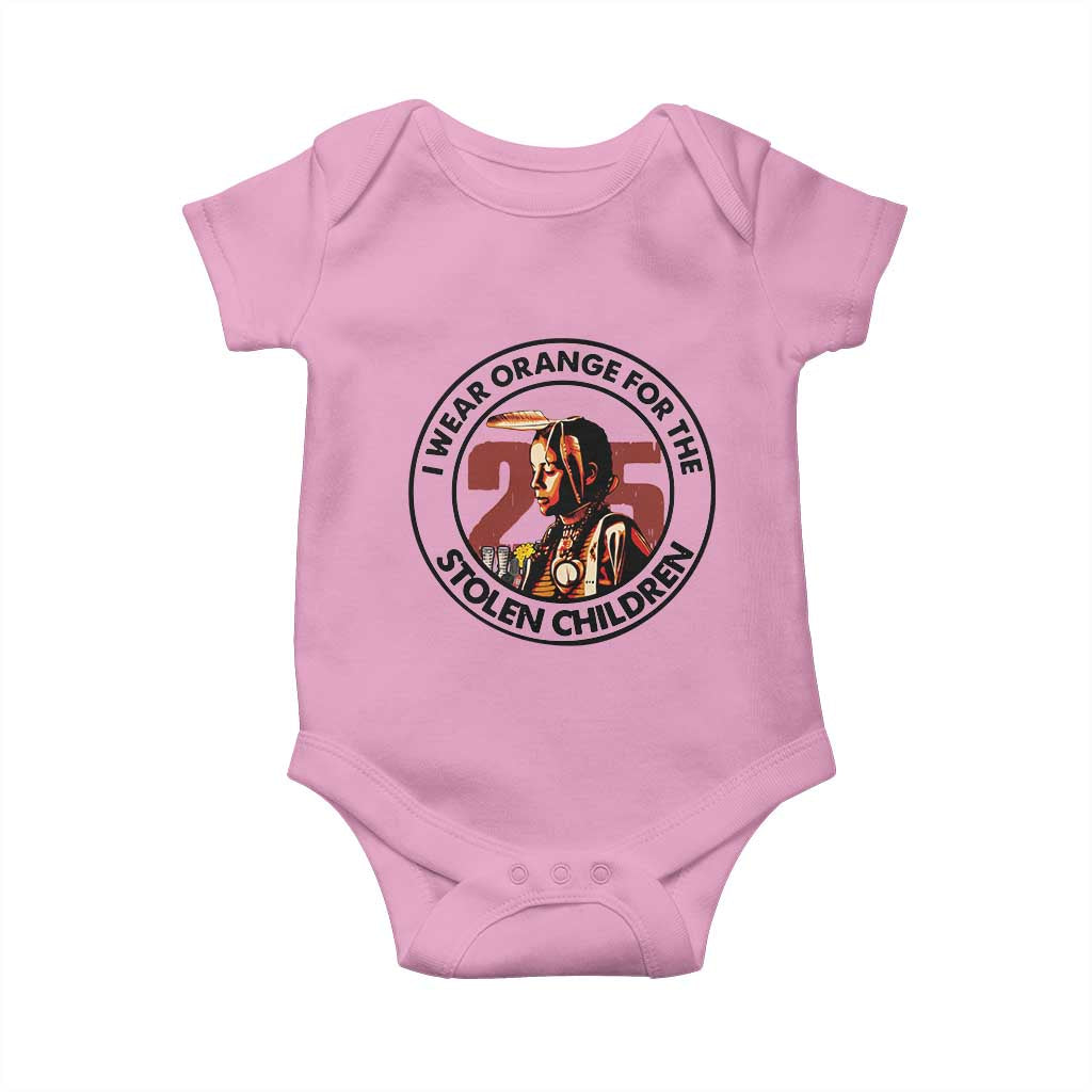 I Wear Orange For The 215 Stolen Children Baby Onesie Indigenous Girl Orange Shirt Day - Wonder Print Shop