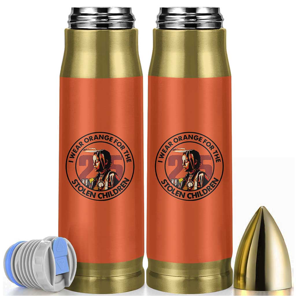 I Wear Orange For The 215 Stolen Children Bullet Tumbler Indigenous Girl Orange Shirt Day - Wonder Print Shop