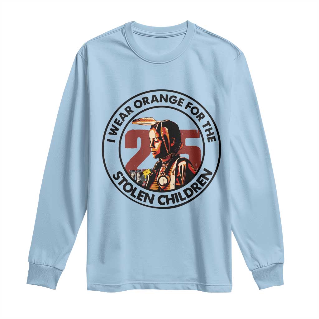 I Wear Orange For The 215 Stolen Children Long Sleeve Shirt Indigenous Girl Orange Shirt Day - Wonder Print Shop
