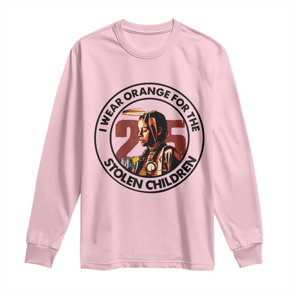 I Wear Orange For The 215 Stolen Children Long Sleeve Shirt Indigenous Girl Orange Shirt Day - Wonder Print Shop