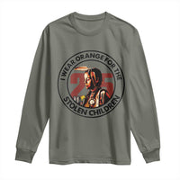I Wear Orange For The 215 Stolen Children Long Sleeve Shirt Indigenous Girl Orange Shirt Day - Wonder Print Shop