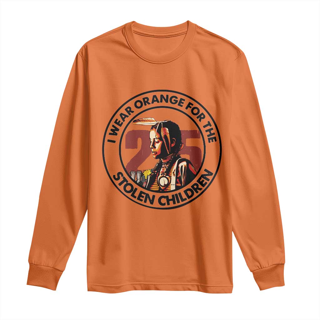 I Wear Orange For The 215 Stolen Children Long Sleeve Shirt Indigenous Girl Orange Shirt Day - Wonder Print Shop