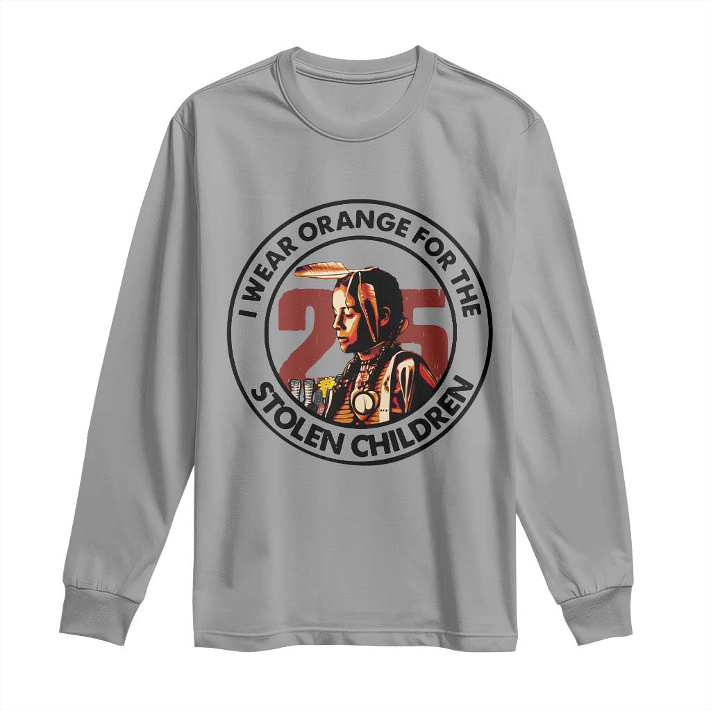 I Wear Orange For The 215 Stolen Children Long Sleeve Shirt Indigenous Girl Orange Shirt Day - Wonder Print Shop