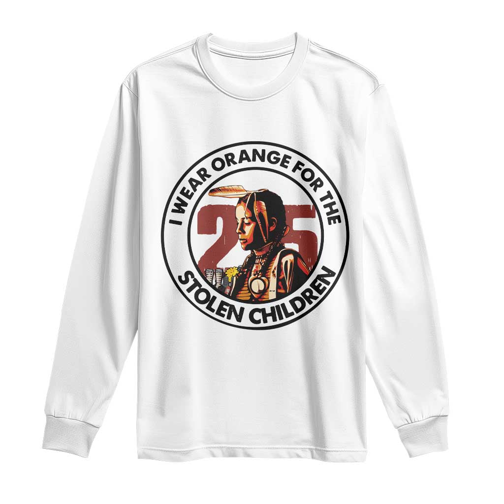 I Wear Orange For The 215 Stolen Children Long Sleeve Shirt Indigenous Girl Orange Shirt Day - Wonder Print Shop