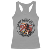 I Wear Orange For The 215 Stolen Children Racerback Tank Top Indigenous Girl Orange Shirt Day - Wonder Print Shop