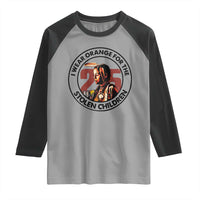 I Wear Orange For The 215 Stolen Children Raglan Shirt Indigenous Girl Orange Shirt Day - Wonder Print Shop
