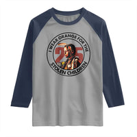 I Wear Orange For The 215 Stolen Children Raglan Shirt Indigenous Girl Orange Shirt Day - Wonder Print Shop