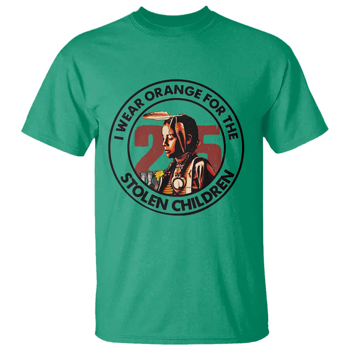 I Wear Orange For The 215 Stolen Children T Shirt Indigenous Girl Orange Shirt Day - Wonder Print Shop