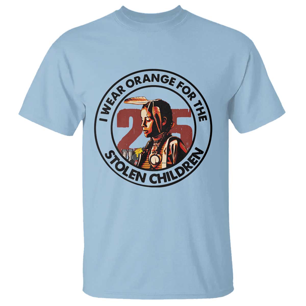 I Wear Orange For The 215 Stolen Children T Shirt Indigenous Girl Orange Shirt Day - Wonder Print Shop