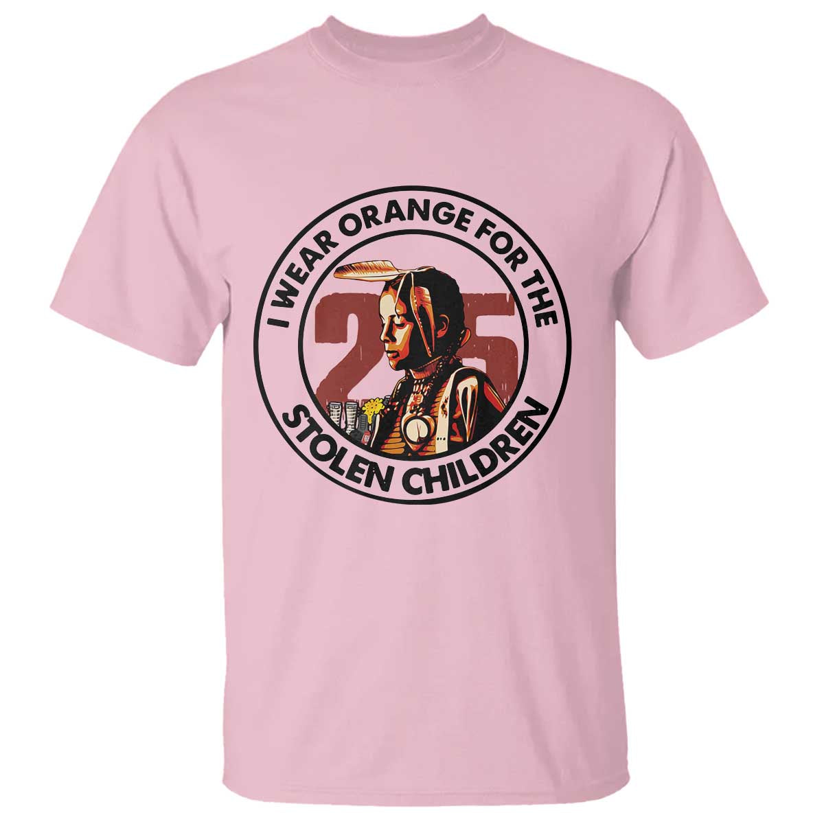 I Wear Orange For The 215 Stolen Children T Shirt Indigenous Girl Orange Shirt Day - Wonder Print Shop
