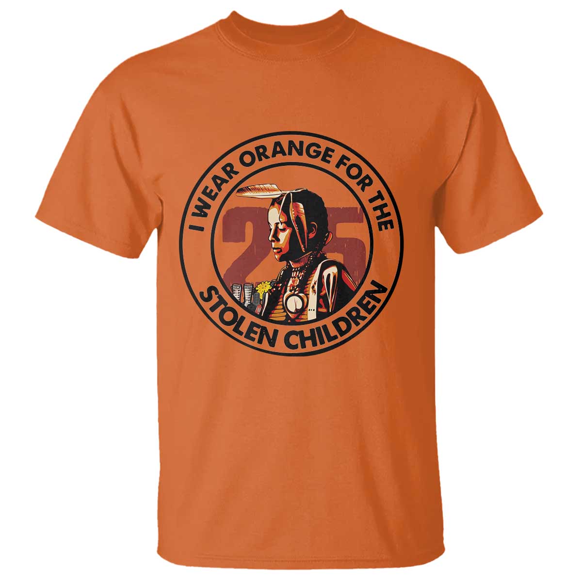 I Wear Orange For The 215 Stolen Children T Shirt Indigenous Girl Orange Shirt Day - Wonder Print Shop