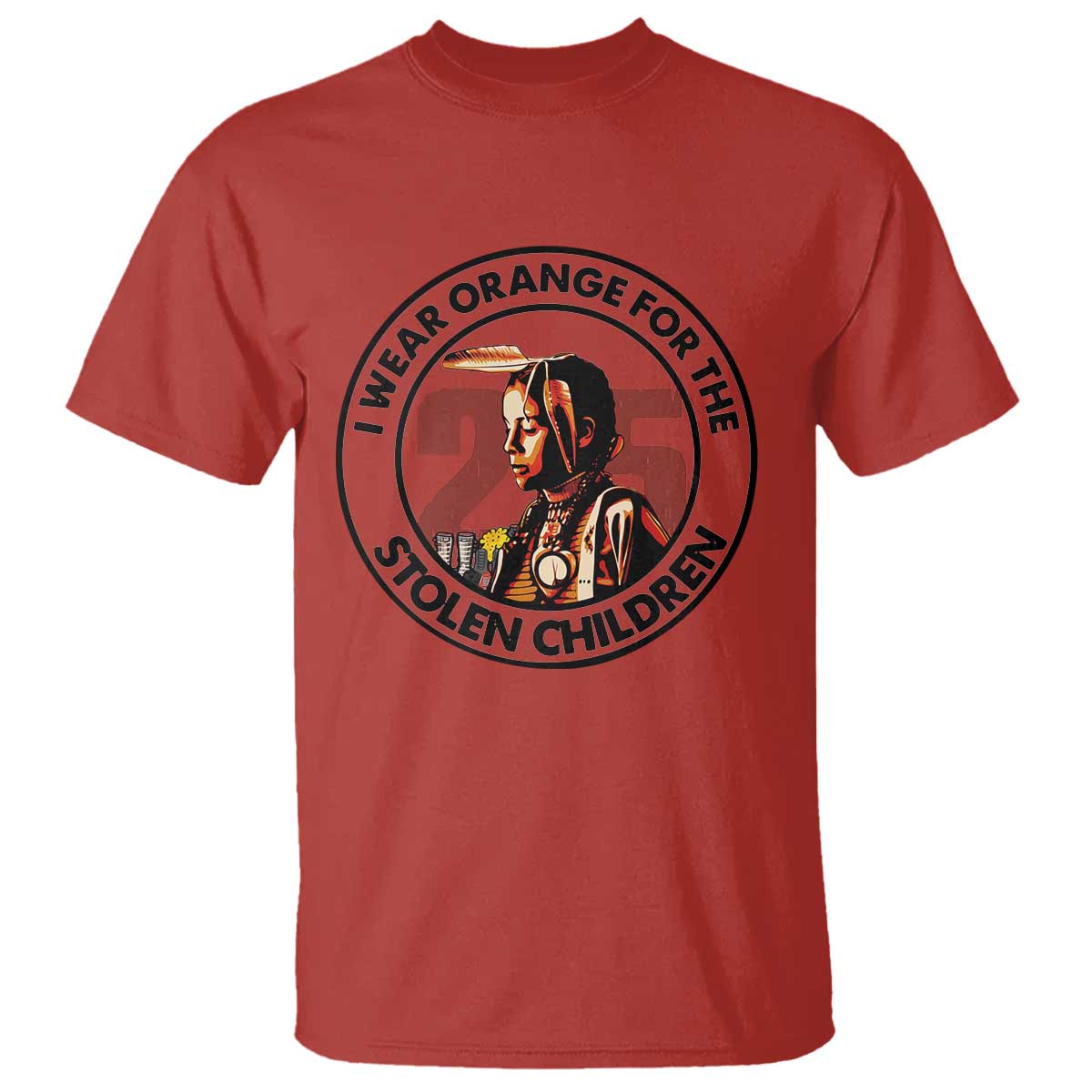 I Wear Orange For The 215 Stolen Children T Shirt Indigenous Girl Orange Shirt Day - Wonder Print Shop