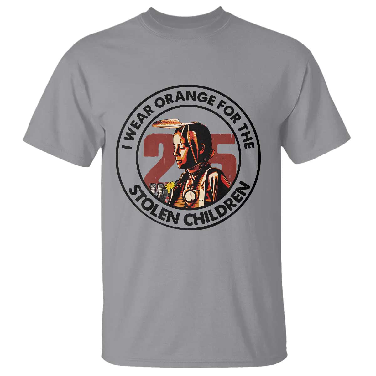 I Wear Orange For The 215 Stolen Children T Shirt Indigenous Girl Orange Shirt Day - Wonder Print Shop