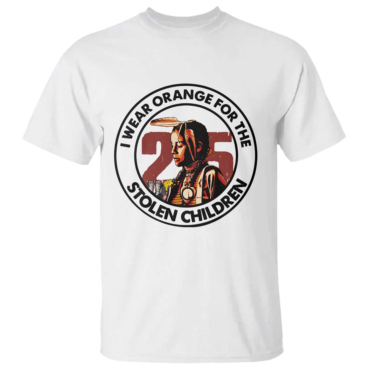 I Wear Orange For The 215 Stolen Children T Shirt Indigenous Girl Orange Shirt Day - Wonder Print Shop