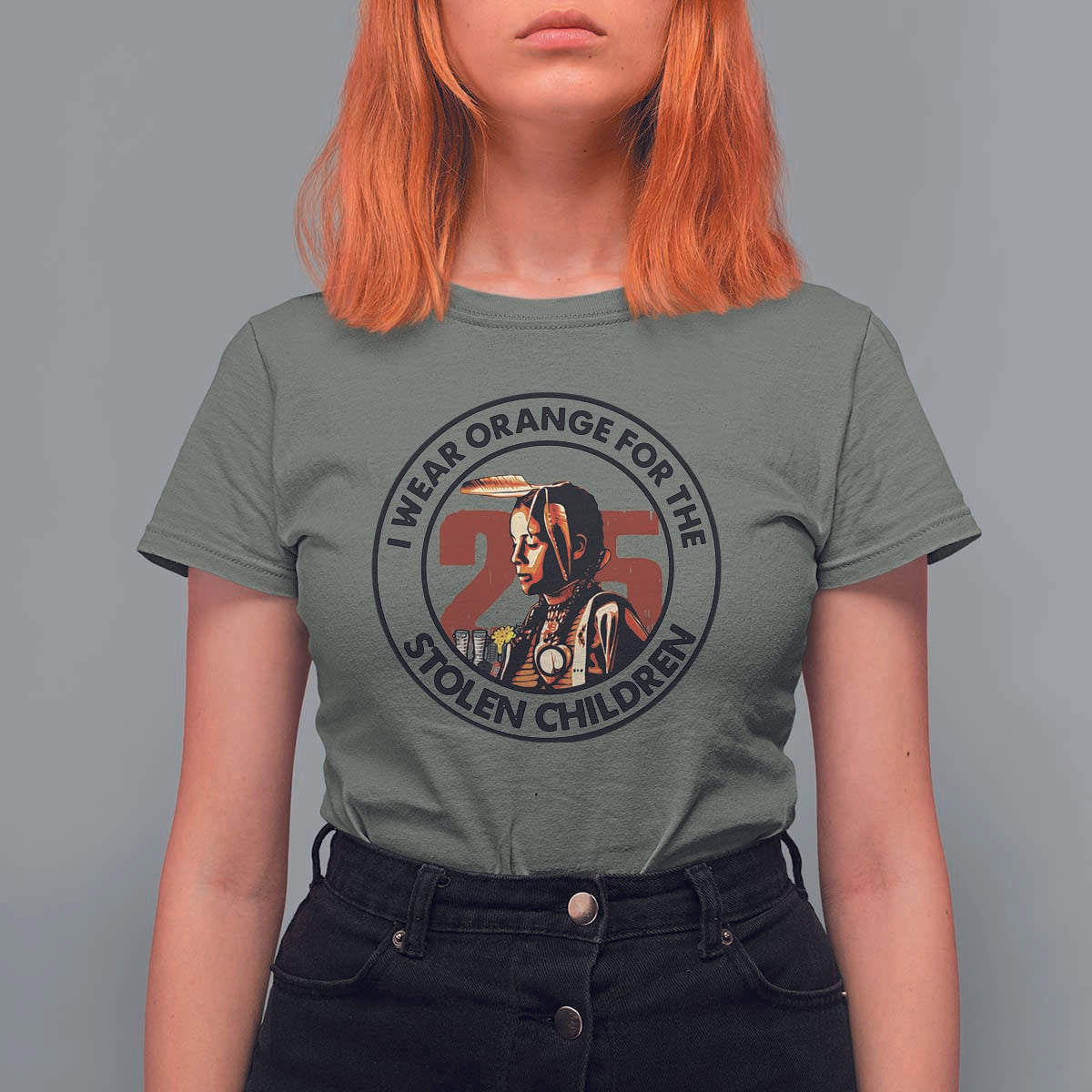 I Wear Orange For The 215 Stolen Children T Shirt For Women Indigenous Girl Orange Shirt Day - Wonder Print Shop