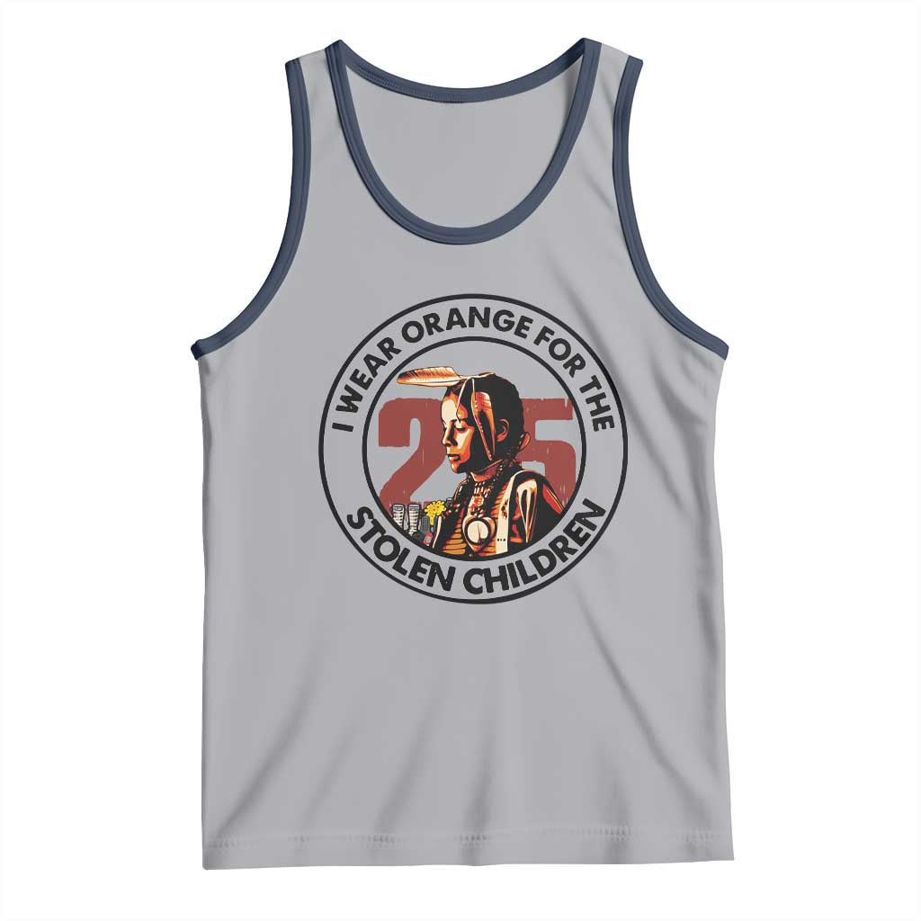 I Wear Orange For The 215 Stolen Children Tank Top Indigenous Girl Orange Shirt Day - Wonder Print Shop