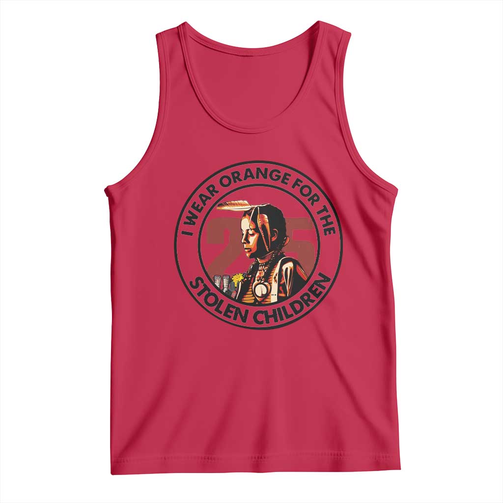 I Wear Orange For The 215 Stolen Children Tank Top Indigenous Girl Orange Shirt Day - Wonder Print Shop
