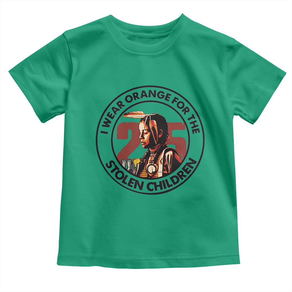 I Wear Orange For The 215 Stolen Children Toddler T Shirt Indigenous Girl Orange Shirt Day - Wonder Print Shop